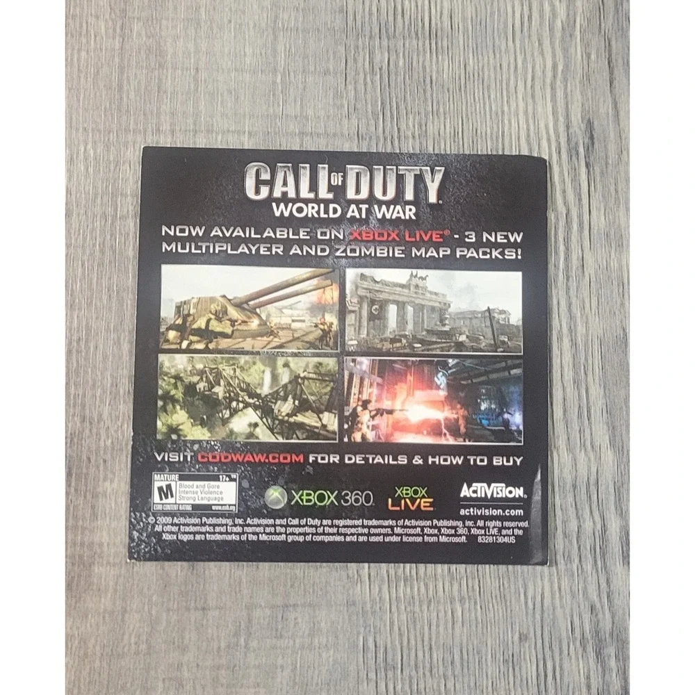 Call of Duty: World at War - Platinum‎ Hits (Xbox 360, 2008) Complete CIB